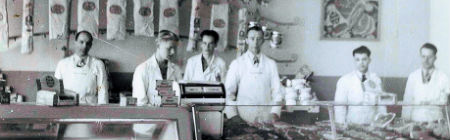Historical photo of butchers at Butcher Block